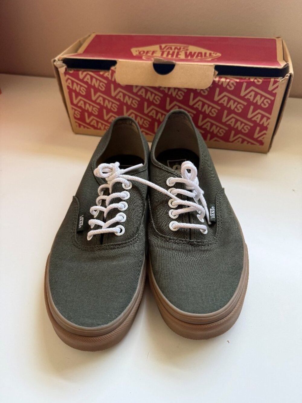 Vans Authentic Canvas Sneakers | Olive Green / Gum Sole | Unisex